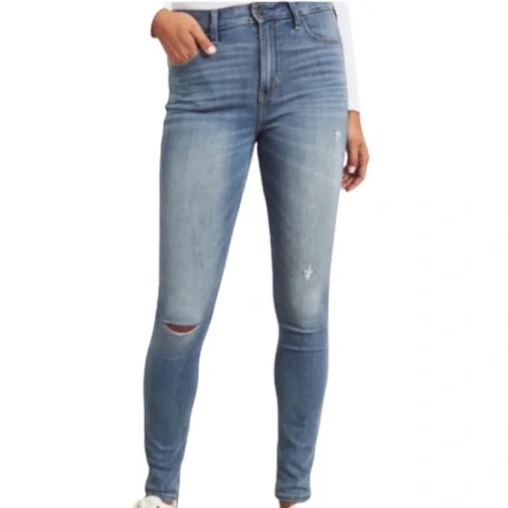 Hollister High Rise Super Skinny Jeans Distressed Ripped Size 1 Long Tall